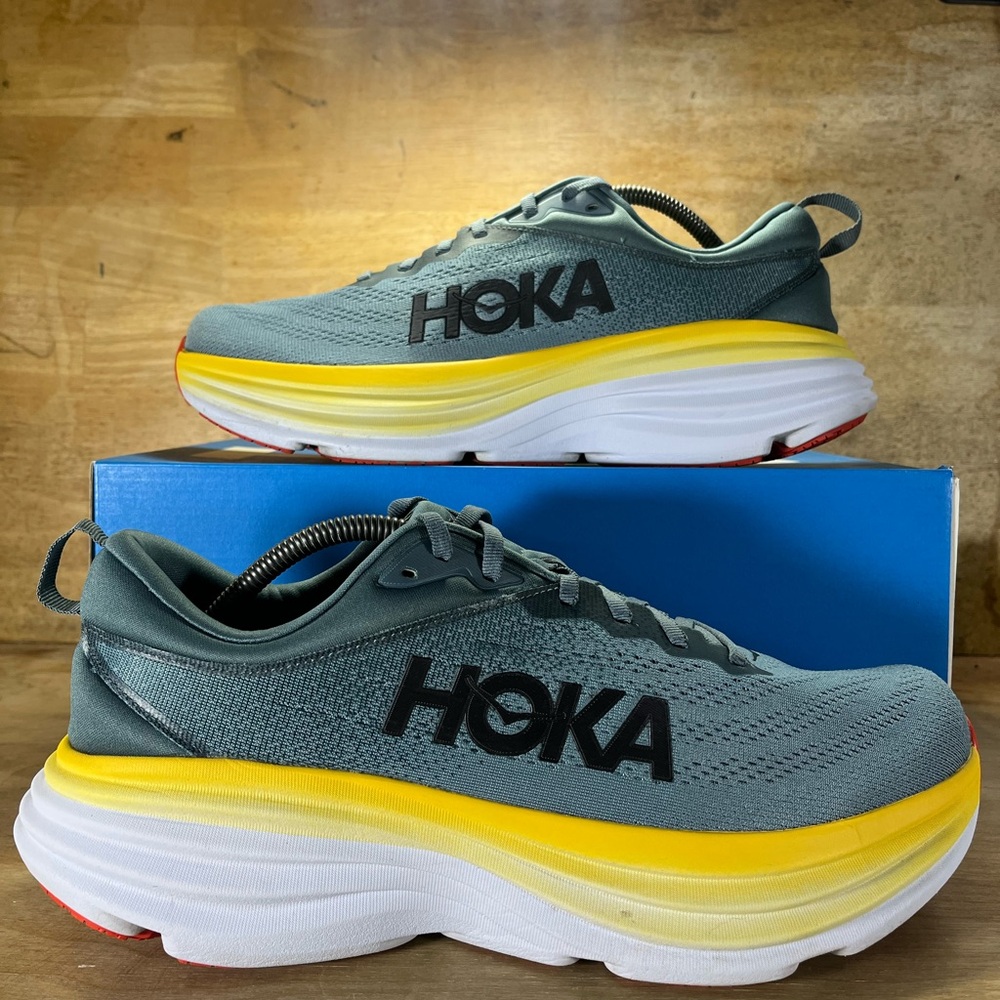 Hoka One One Bondi 8 REFLECTIVE Mens Size 12 Running Shoes Sneakers Goblin Blue - Picture 1 of 15